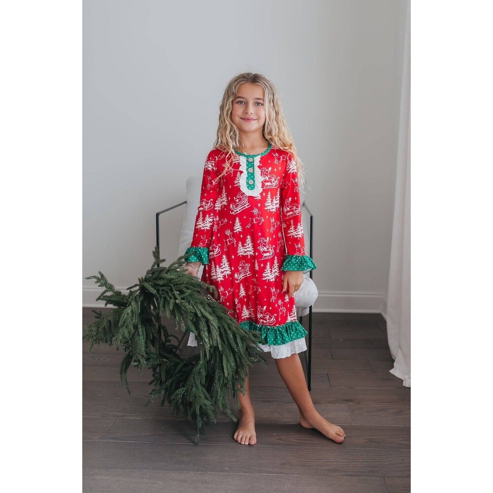 Oopsie Daisy Santa Sleigh Lounge Play Gown Size 7/8